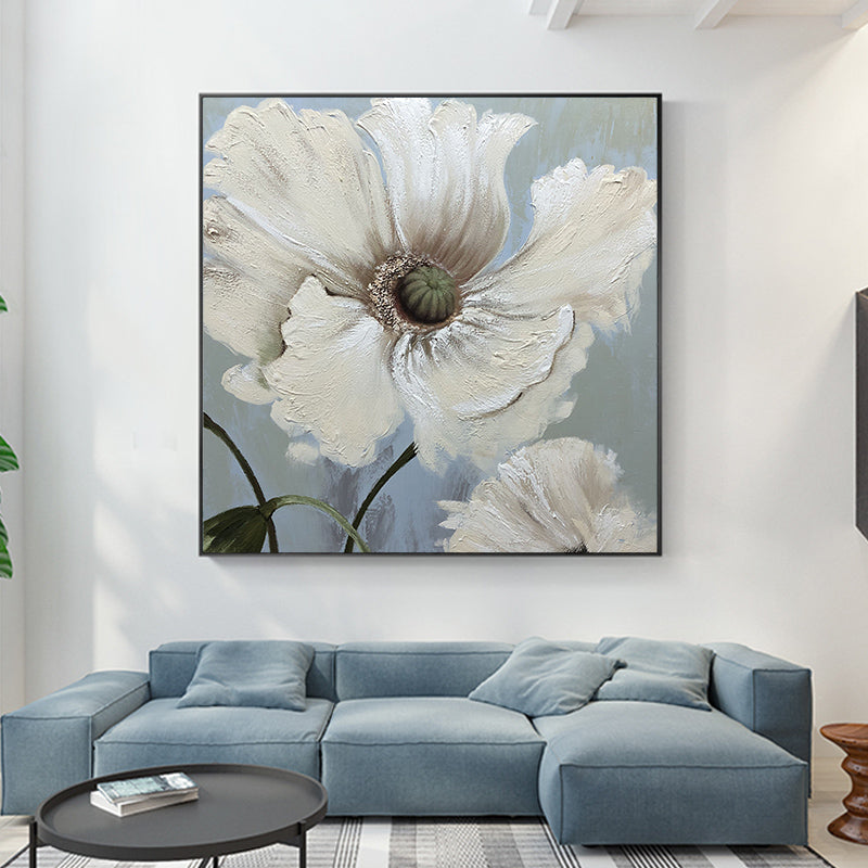 Pure hand-painted Oil After Light Scandinavian Modern Luxury Bedroom Living Room Decorative Painting Murals Restaurant Peony Mur31in,No Frame