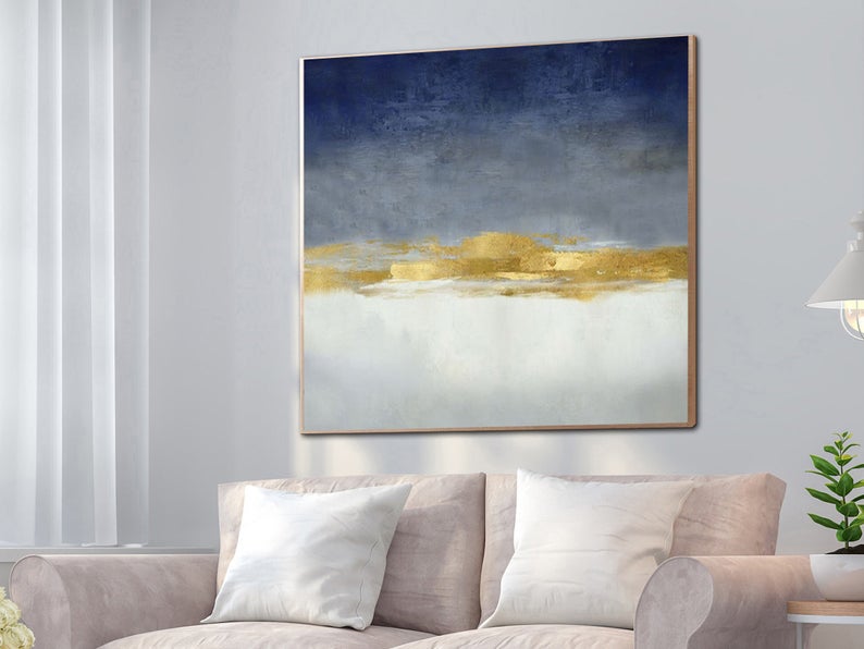 Abstract Painting Canvas Blue Painting Office Painting Extra Large Canvas Art Contemporary Art Living Room Art Modern Painting31in,No Frame