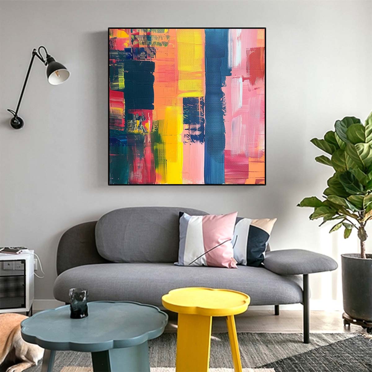 Abstract Handmade Oil Painting Modern Minimalist Home Living Room Decoration Painting,31inx31in,No Frame 1
