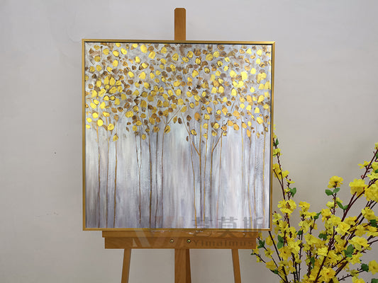 Abstract Painting Large Wall Art Gold Rich Tree Painting Minimalist Canvas Art Hand Painted Acrylic Canvas Painting Home Decor31in,No Frame