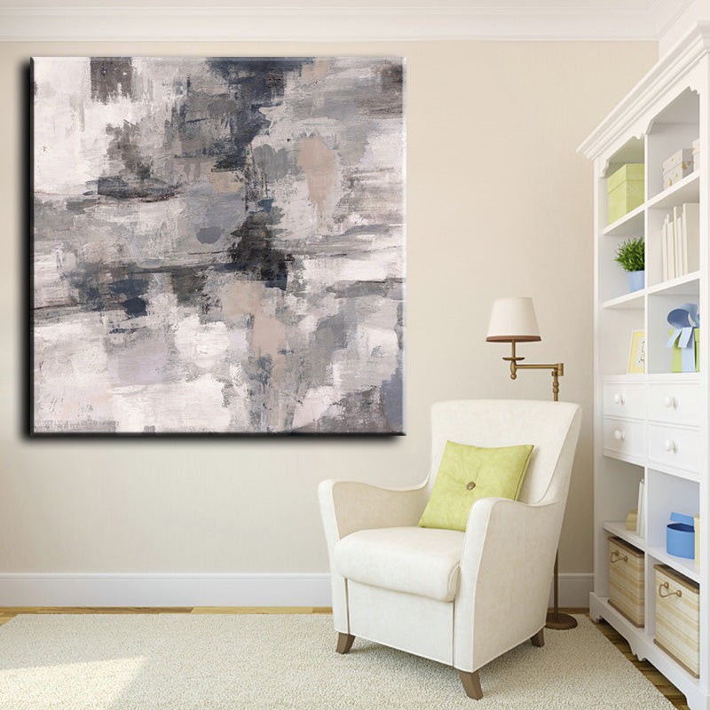 Handpainted Abstract Light Gray Oil Painting Handmade On Canvas Modern Nordic Wall Art Pictures For
