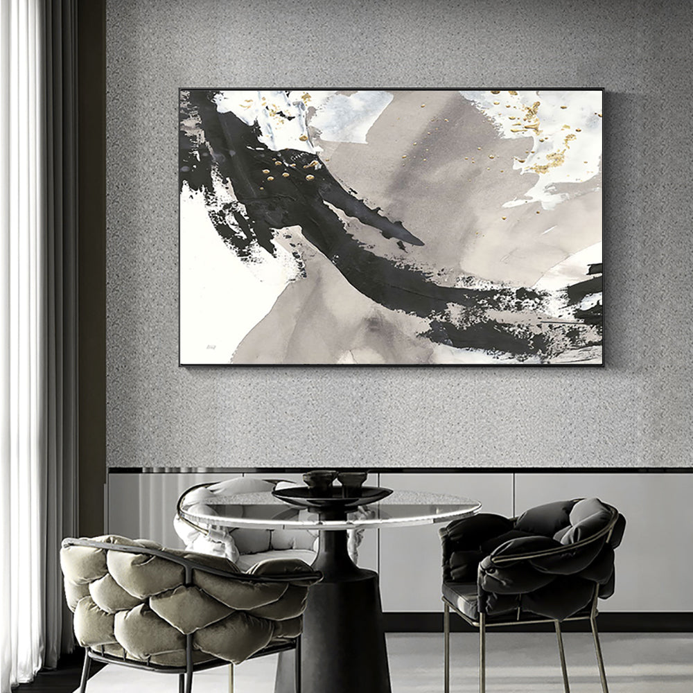 Handmade Paintings Wall Art Oil Painting Black And White Abstract Picture Home Decor Canvas Painting,27inx54in,No Frame