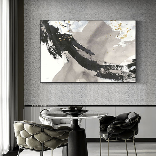 Handmade Paintings Wall Art Oil Painting Black And White Abstract Picture Home Decor Canvas Painting,27inx54in,No Frame