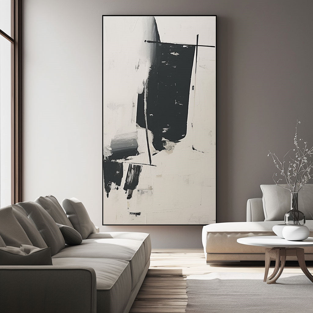 Minimalism Abstract Handmade Oil Painting Modern Home Living Room Decoration Painting,27inx54in,No Frame