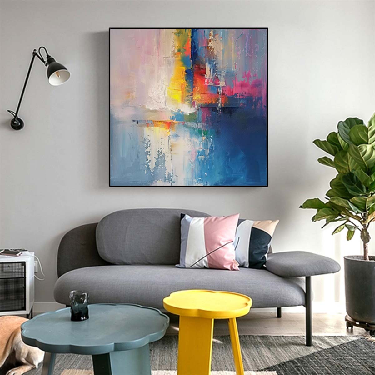 Abstract Handmade Oil Painting Modern Minimalist Home Living Room Decoration Painting,31inx31in,No Frame