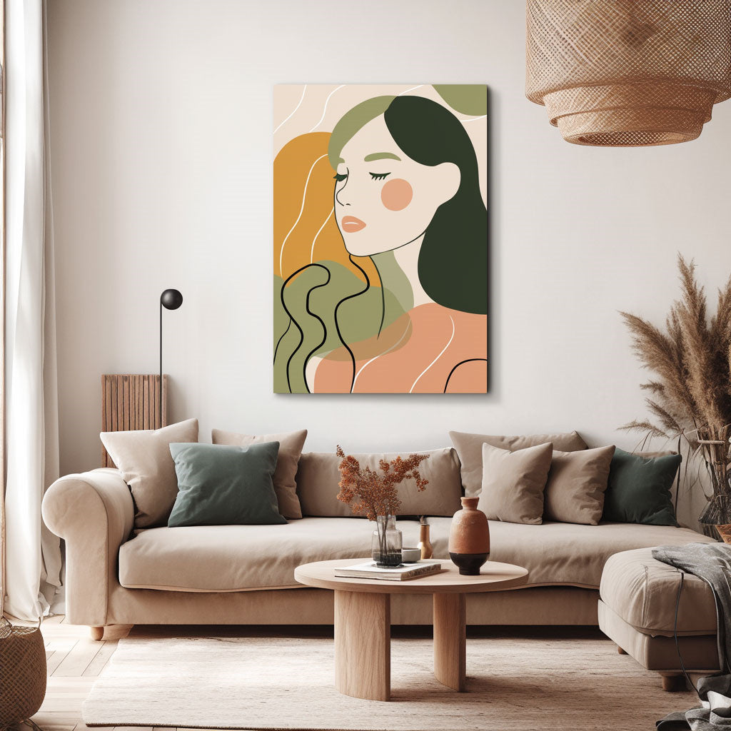 Handpainted Abstract Wall Art Painting Decorative Painting Aisle Corridor Mural Mooring Hanging Painting green yellow pink 31inx47in,No Frame