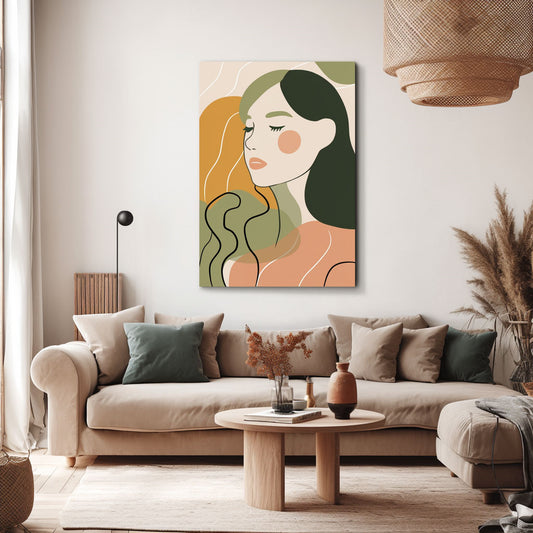 Handpainted Abstract Wall Art Painting Decorative Painting Aisle Corridor Mural Mooring Hanging Painting green yellow pink 31inx47in,No Frame