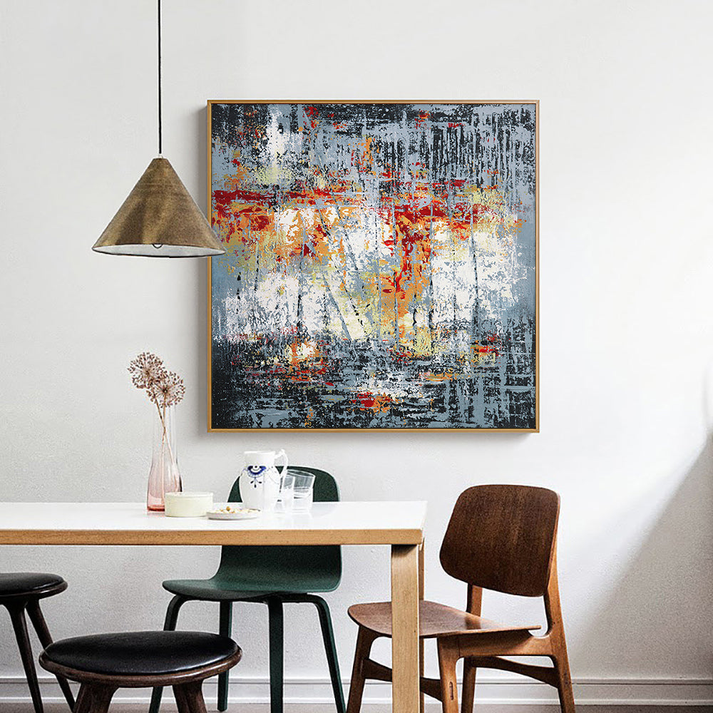 Handmade Texture Abstract Oil Painting On Canvas Modern Canvas Art Decorative Knife Landscape Paintings For Home,31inx31in,No Frame