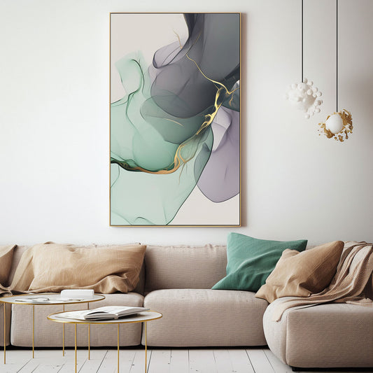 Handpainted Abstract Wall Art Painting Decorative Painting Aisle Corridor Mural Mooring Hanging Painting black green 31inx47in,No Frame