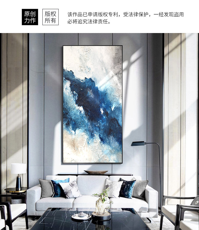Hand-painted Abstract Oil Painting Decorative Painting Modern Minimalist Model Room Entrance Hallway Mural Paintings Living Room 27inx54in,No Frame