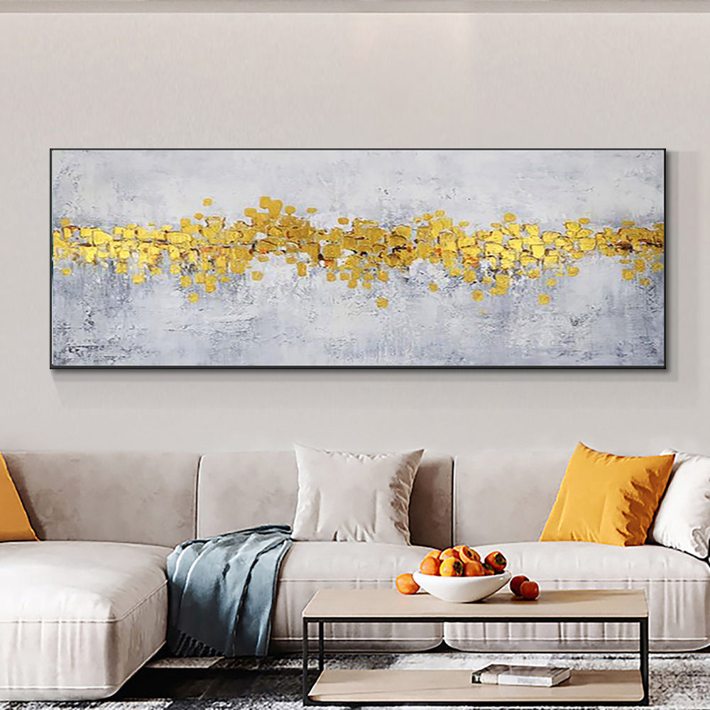 Hand Painted Canvas Painting Abstract Wall Art Modern Painting For Living Room Bedroom Decoration Gold Oil,27inx54in,No Frame