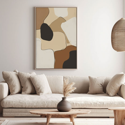 Handpainted Abstract Wall Art Painting Decorative Painting Aisle Corridor Mural Mooring Hanging Painting white black brown 31inx47in,No Frame