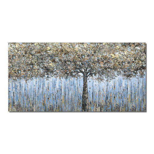 Abstract Large Size Trees Oil Painting  Hand Painted Canvas Painting Modern Decorative Wall Art,27inx54in,No Frame