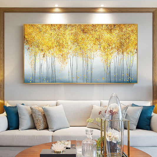 Hand-painted Abstract Oil Painting Decorative Painting The Living Room Lucky Tree Nordic Light Luxury Modern Backdrop Paintings27inx54in,No Frame