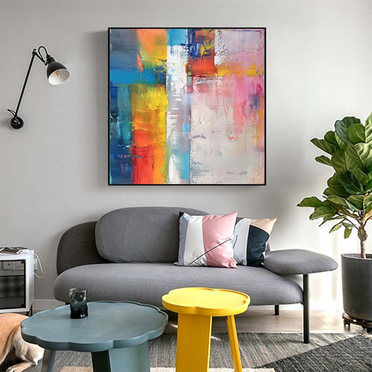 Abstract Handmade Oil Painting Modern Minimalist Home Living Room Decoration Painting,31inx31in,No Frame