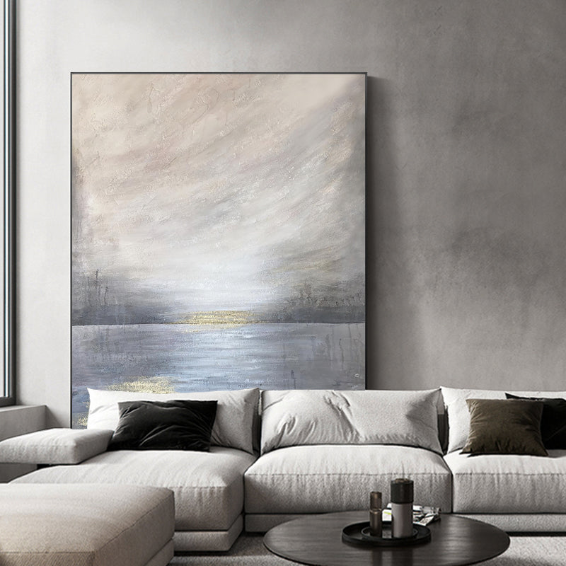 Handmade Abstract Oil Painting Golden Foil Texture   On Canvas Living Room Corridor Decor Wall ,31inx47in,No Frame
