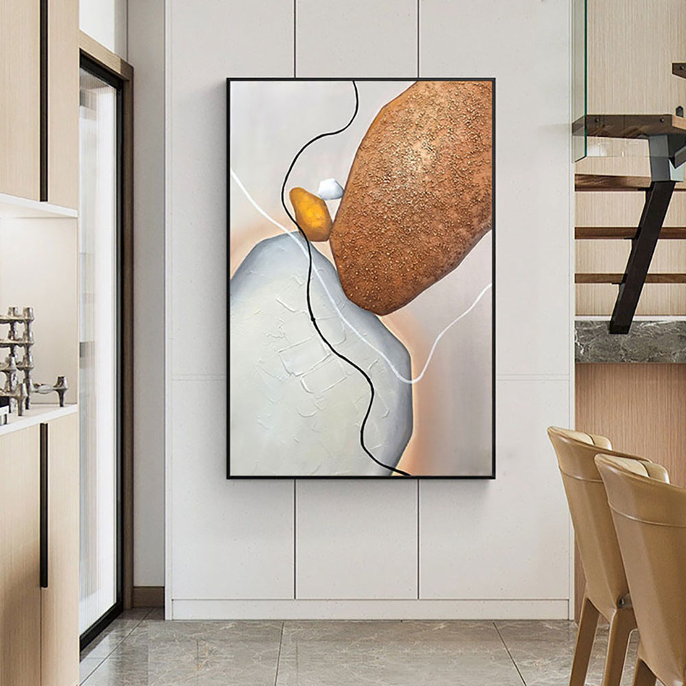 Large Handmade Abstract 3D Artwork Modern Home Decor Oil Painting On Canvas Stone Pure Hand painted For Living Room,31inx47in,No Frame