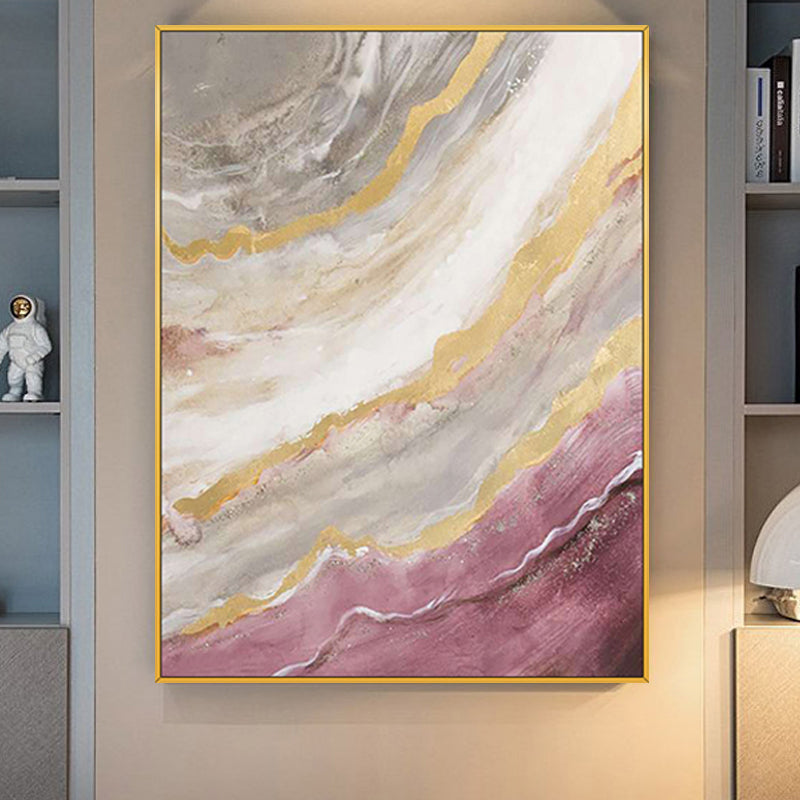 Hand Painted Golden Abstract Oil Painting On Canvas Large Handmade Wall Art Picture For Living Room,31inx47in,No Frame