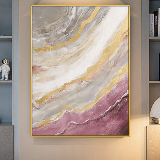 Hand Painted Golden Abstract Oil Painting On Canvas Large Handmade Wall Art Picture For Living Room,31inx47in,No Frame