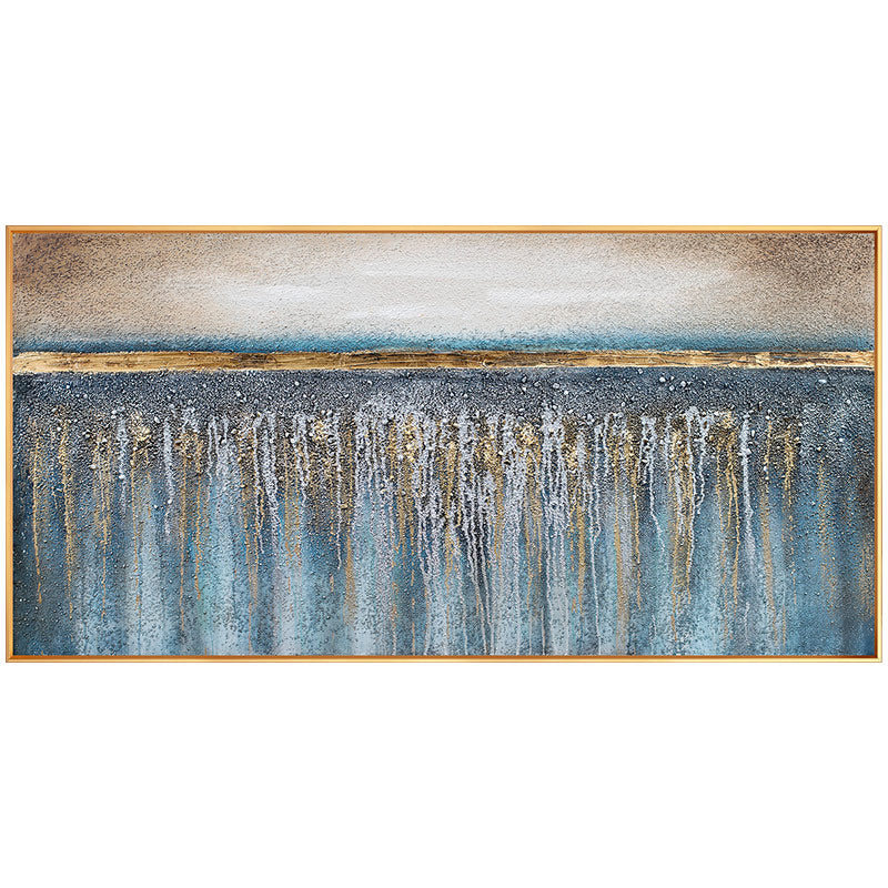 Hand-painted Gold Leaf Painting Abstract Modern Scandinavian Living Room Bedroom Bedside Painting Decorative Paintings Light Lux27inx54in,No Frame