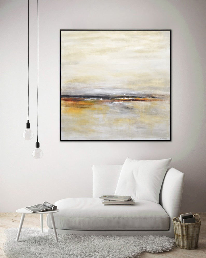 Large Wall Art Canvas Painting Abstract Painting Landscape Artwork Modern Oil Painting Fine Art Horizon Handmade Painting31in,No Frame
