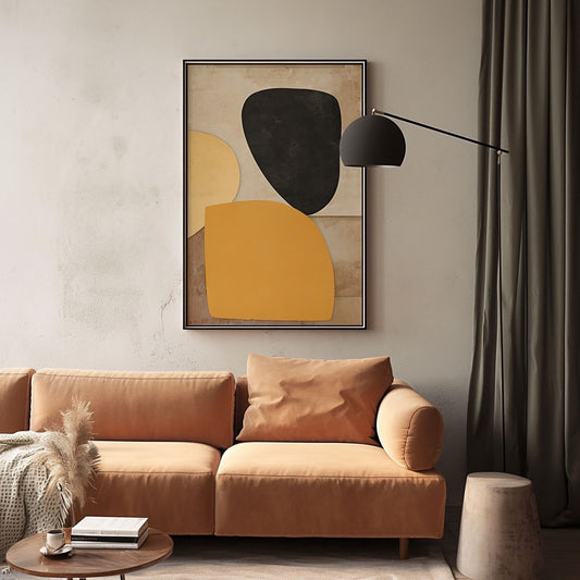 Handpainted Abstract Wall Art Painting Decorative Painting Aisle Corridor Mural Mooring Hanging Paintingblackyellow1inx47in,No Frame