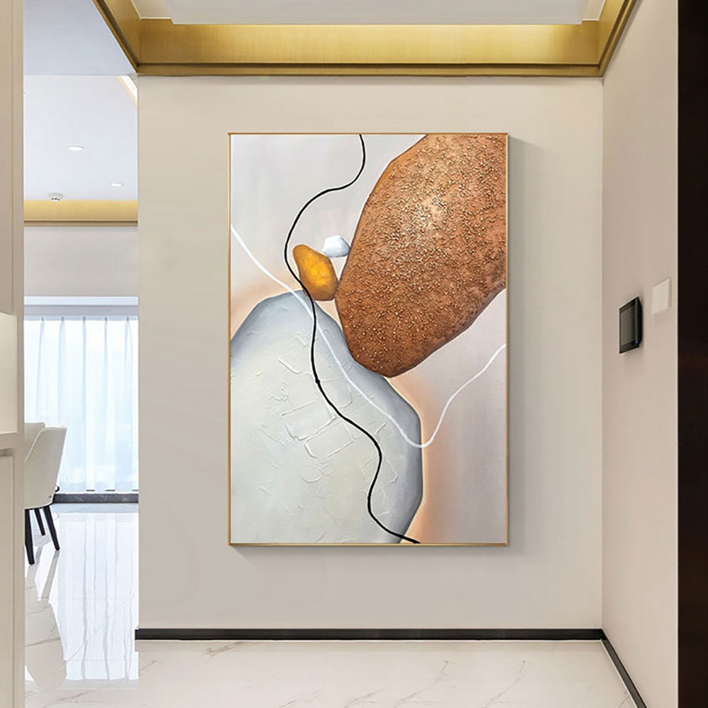 Large Handmade Abstract 3D Artwork Modern Home Decor Oil Painting On Canvas Stone Pure Hand painted For Living Room,31inx47in,No Frame
