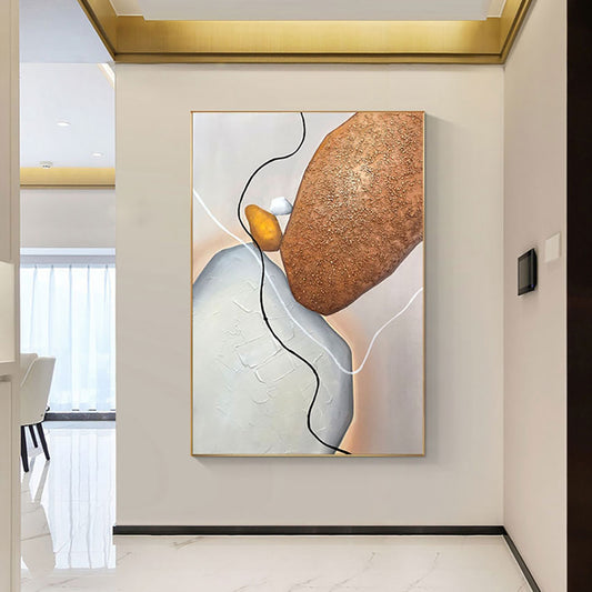 Large Handmade Abstract 3D Artwork Modern Home Decor Oil Painting On Canvas Stone Pure Hand painted For Living Room,31inx47in,No Frame