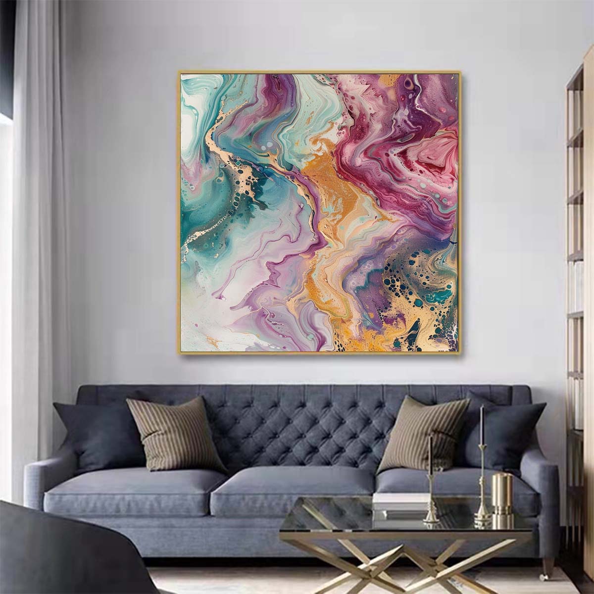 Abstract Handmade Oil Painting Modern Minimalist Home Living Room Decoration Painting,31inx31in,No Frame