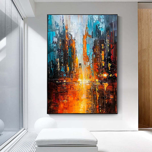 Original creation City Hand painted Oil Painting Canvas Wall Art For Home Living Room Unframed/Rolled #056