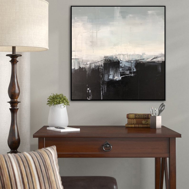 Abstract Painting Large Large Wall Art Canvas Black And White Canvas Painting Minimal Abstract Art Contemporary Art Office Decor31in,No Frame