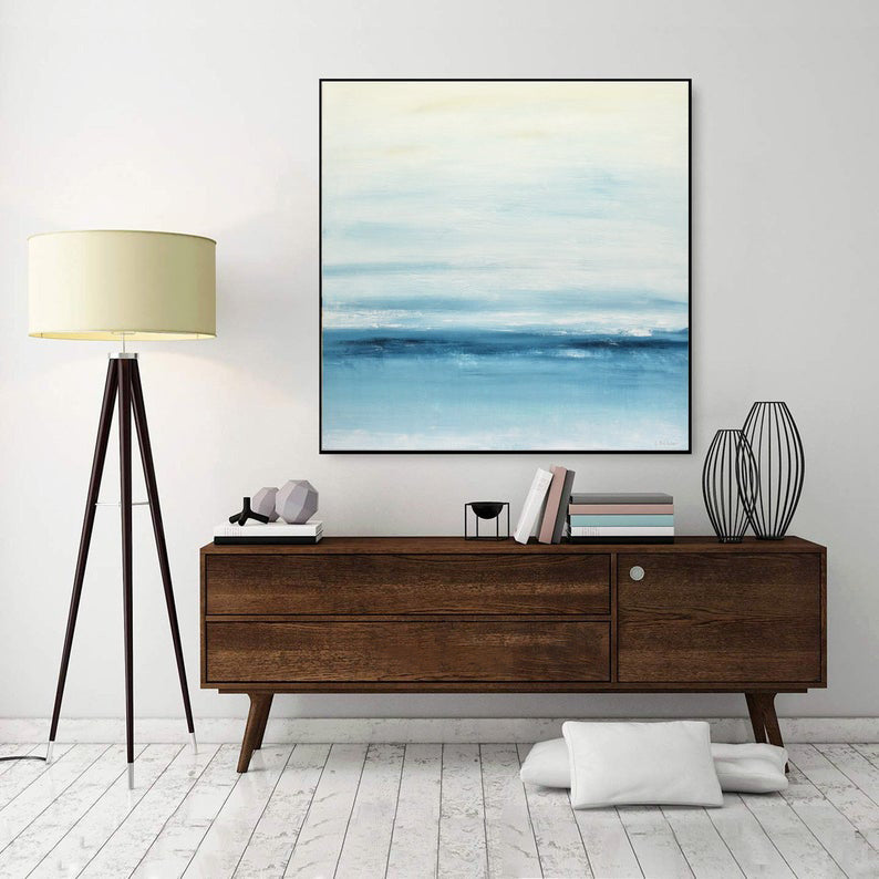 OriginalLandscapeAbstractPaintingSeaModernOilPaintingFineArtHorizonContemporaryArtHandmadeArtHome  31in,No Frame