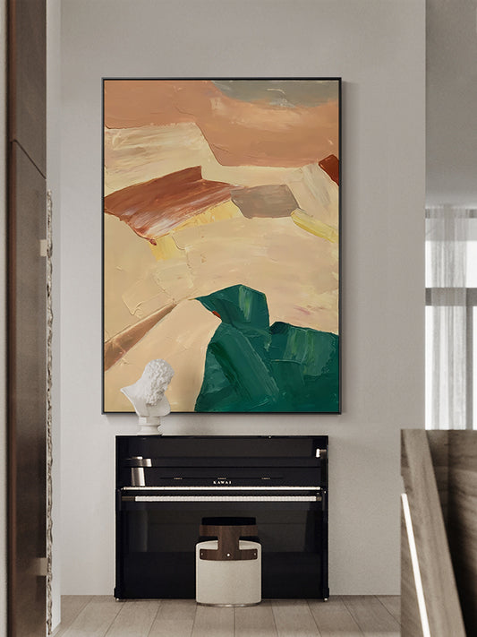 Original Hand painted Nordic Oil Painting On Canvas Color Block For Living Room Bedroom Wall Art,31inx47in,No Frame