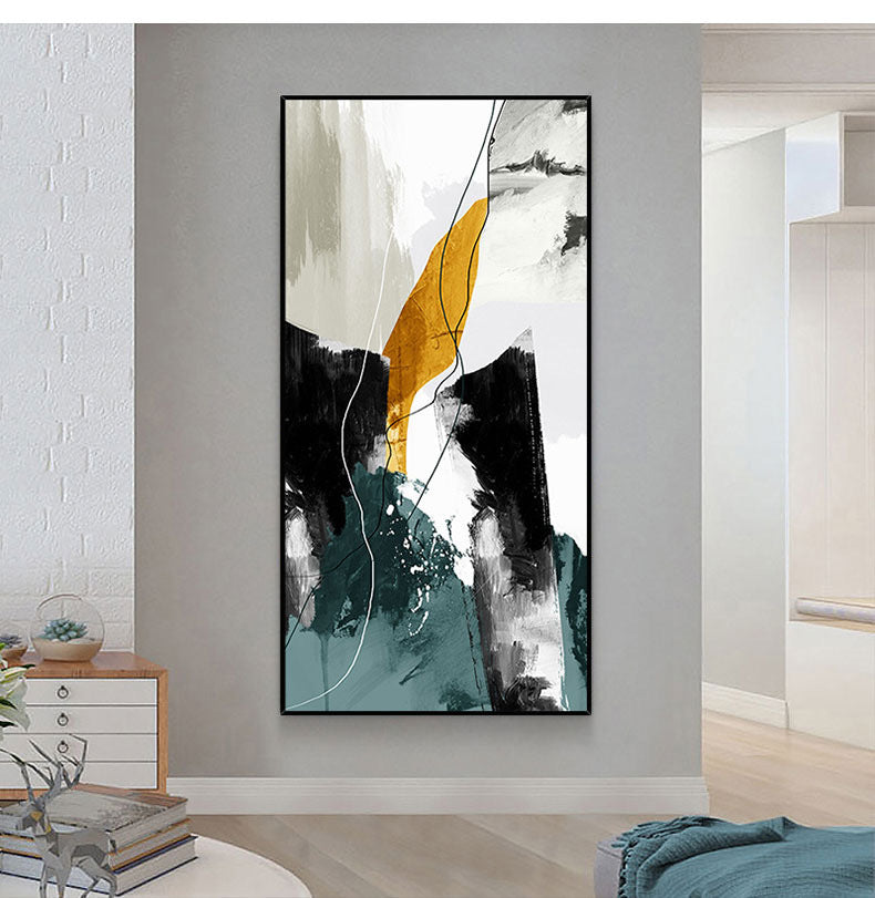 Large Hand painted Abstract Oil Painting Gold Foil Handmade Artworks Wall Art Decoration Modern Home Decor,27inx54in,No Frame