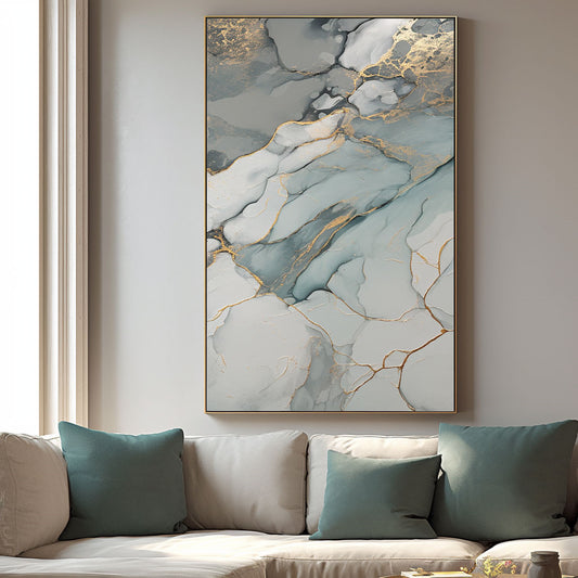 Handpainted Abstract Wall Art Painting Decorative Painting Aisle Corridor Mural Mooring Hanging Painting white blue 31inx47in,No Frame