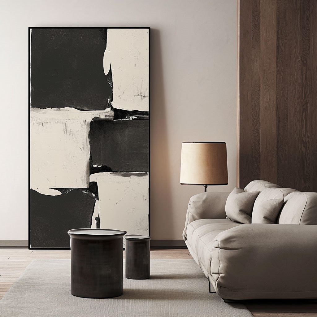 Minimalism Abstract Handmade Oil Painting Modern Home Living Room Decoration Painting,27inx54in,No Frame