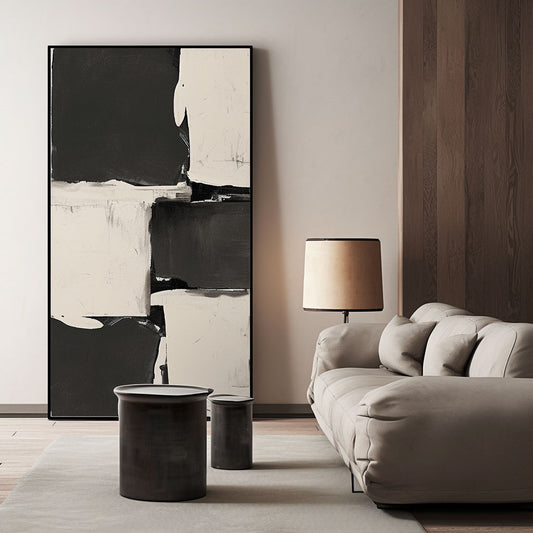 Minimalism Abstract Handmade Oil Painting Modern Home Living Room Decoration Painting,27inx54in,No Frame