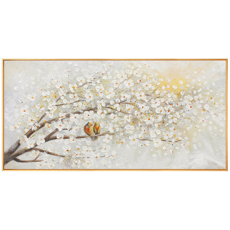 Hand-painted Living Room Wall Picture Light Luxury Hi Horizontal Version Of The Branches On The Entrance Wall Painting Birds And27inx54in,No Frame