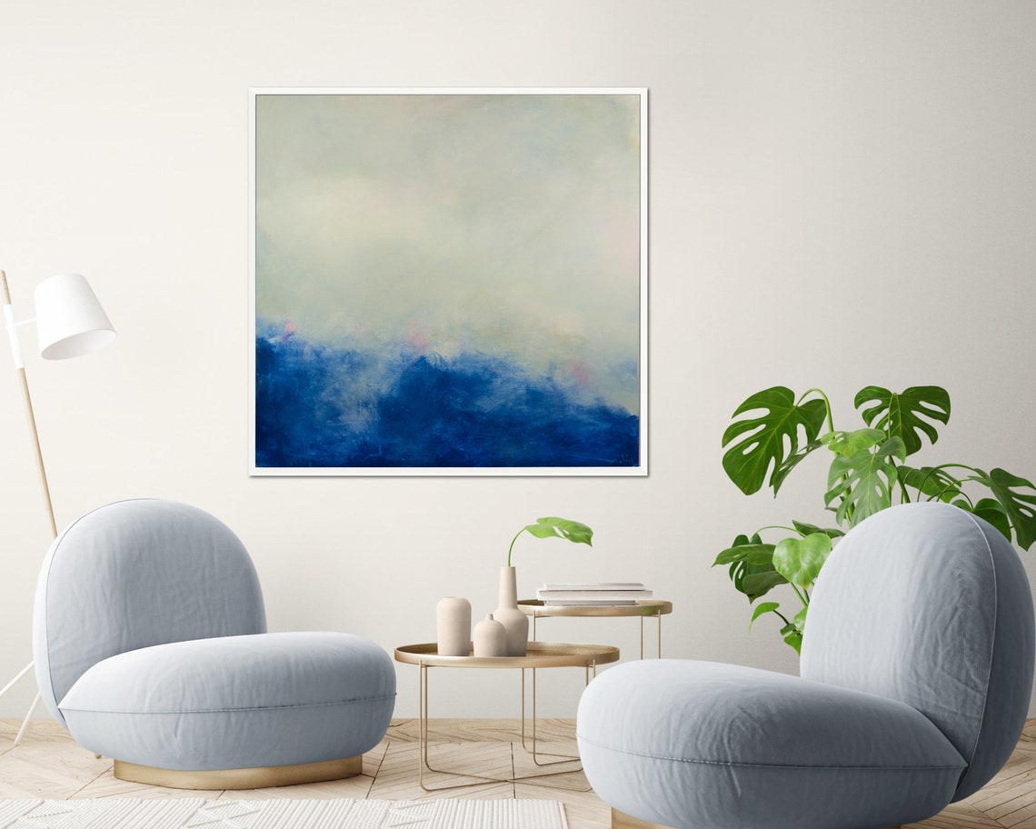 Original Abstract painting canvas painting oversized ocean wall art seascape and wave painting ocean artwork home Decor blue art31in,No Frame