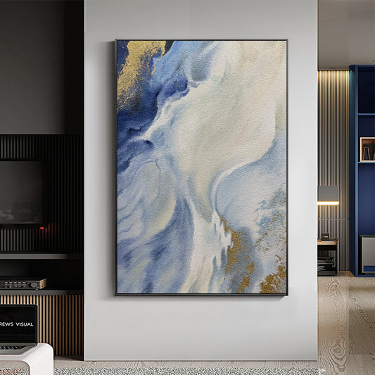 Heavy Thick Oil Painting On Canvas Abstract Sea Wave Handmade Modern Decorative Art Picture For Home,31inx47in,No Frame