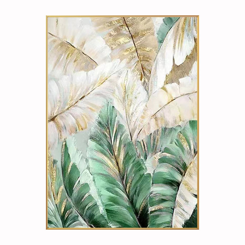 Hand painted Oil Painting American Light Luxury Decorative Painting Green Plant Hanging Painting Banana Leaf Large,31inx47in,No Frame