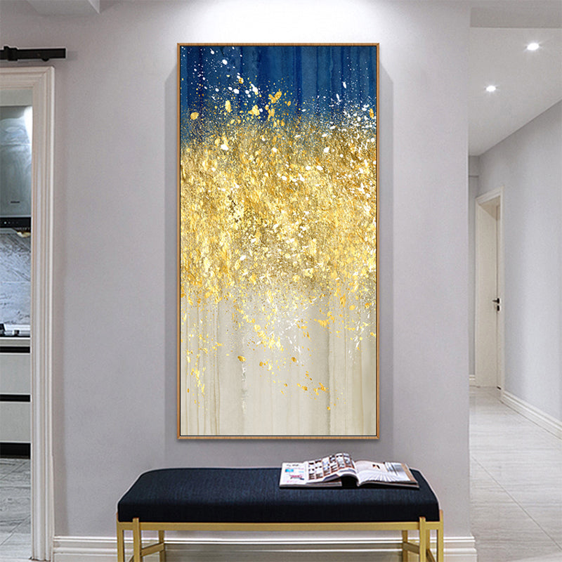Pure Gold hand-painted Oil Painting Pachira Nordic Light Extravagant Backdrop Decorative Painting The Living Room Hallway Entran27inx54in,No Frame