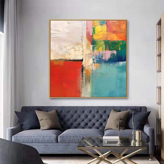 Abstract Handmade Oil Painting Modern Minimalist Home Living Room Decoration Painting,31inx31in,No Frame