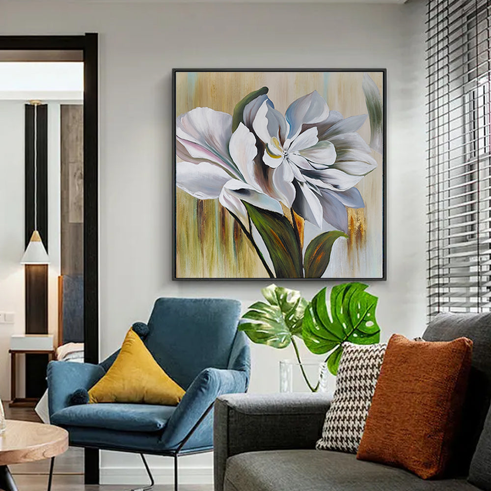 Flower Decorative Canvas Painting  Hand Painted Oil Painting Handmade Acrylic Wall Picture For Living room,31inx31in,No Frame