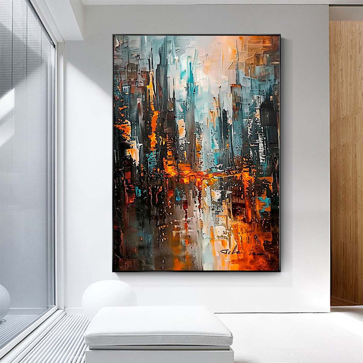 Original creation City Hand painted Oil Painting Canvas Wall Art For Home Living Room Unframed/Rolled #027