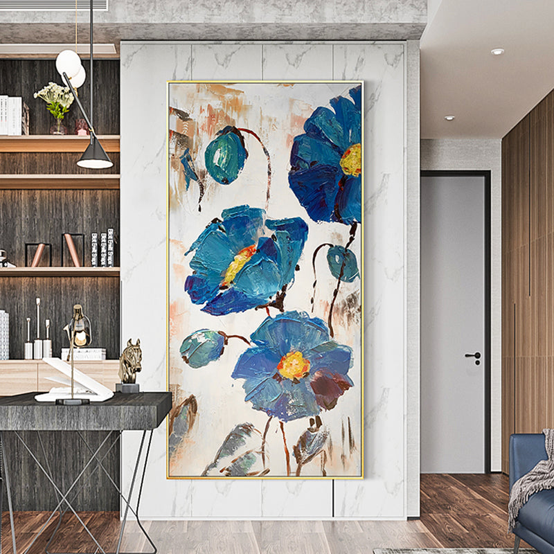 Hand Painted Abstract flowers landscape oil painting on canvas Wall art Pictures for Living Room home,31inx47in,No Frame