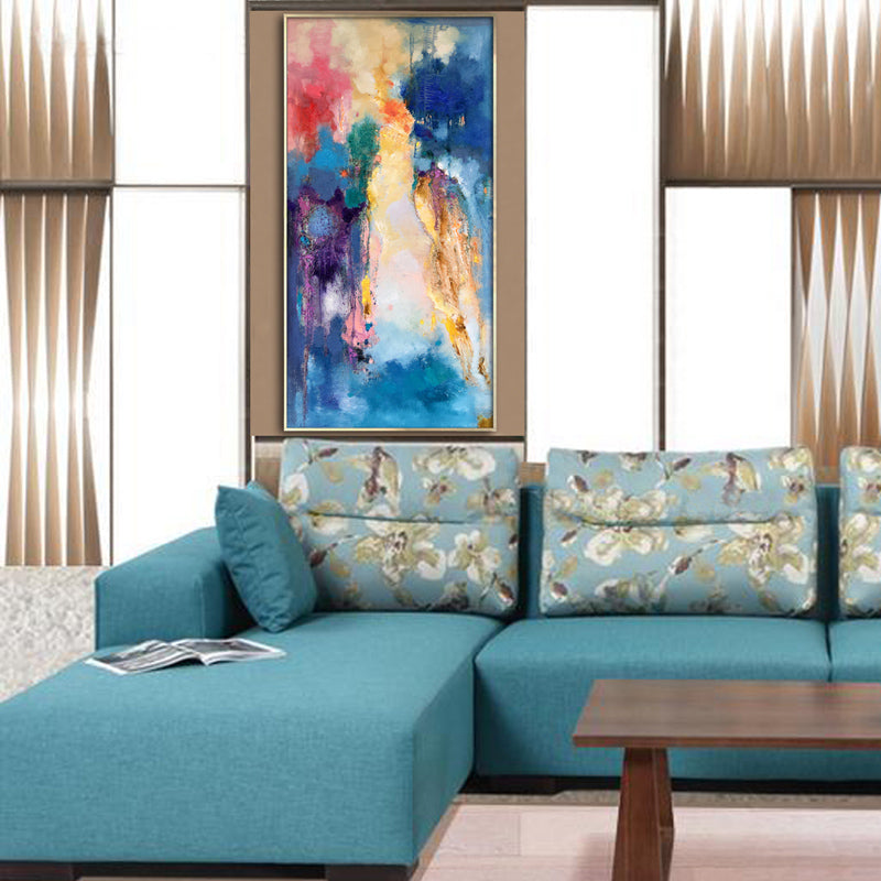 Large Blue Abstract Painting Painting Wall Art Canvas Painting Abstract Art Wall Painting Oil Painting Living Room Decoration27inx54in,No Frame