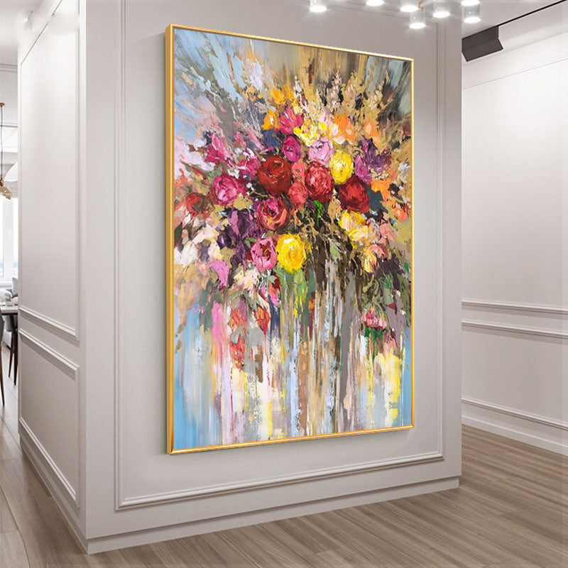 Hand Painted Oil Painting Modern Vertical Geometry Abstract Decorative Hanging Painting Living Room Painting Wall Art Oil Painting for Home Living Room,31inx47in,No Frame