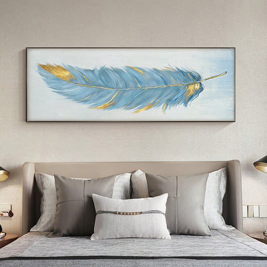 Oil Painting Wall Canvas Home Art Hand Painted  Picture Feather Modern Canvas Artwork For,27inx54in,No Frame