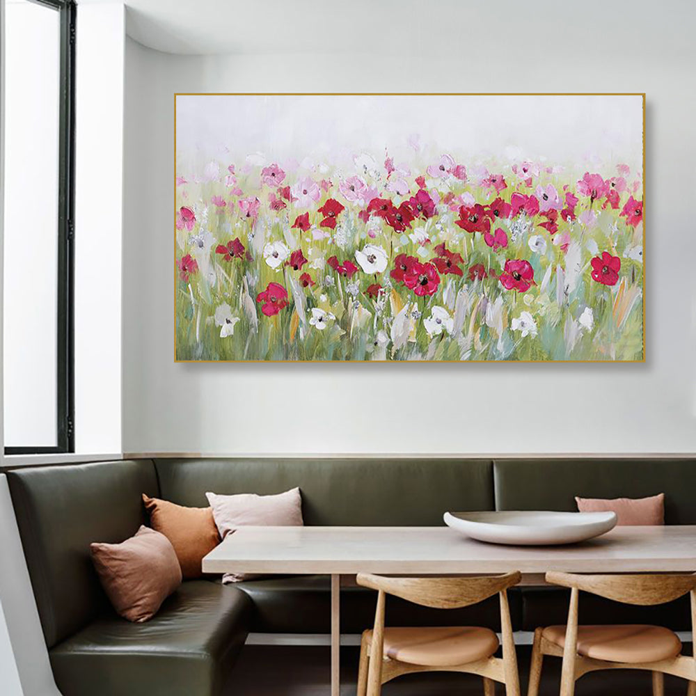 Flowers Oil Painting On Canvas Hand Painted Large Wall Art Painting For Home Decor Floral Acrylic ,27inx54in,No Frame